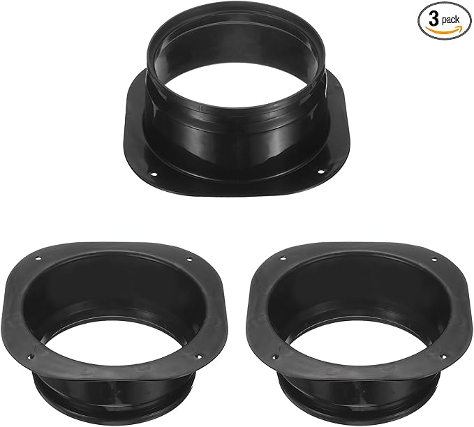 PATIKIL 6 Inch Duct Connector Flange, 3Pack Plastic Straight Pipe Flange Dryer Vent Connector for Air Heating Cooling Ventilation HVAC System, Black