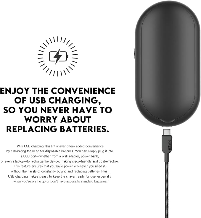 Rechargeable Fabric Shaver, Lemontec Battery-Operated Lint Remover & Sweater - Image 4