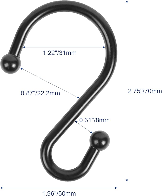 Metal Shower Curtain Hooks, Rust Proof Shower Curtain Hooks Rings, Durable S - Image 5