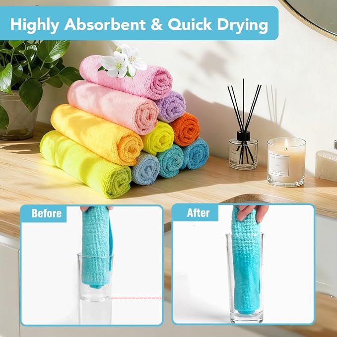Orighty Wash Cloths, Face Towels 12x12 Inch 10 Pack - Image 3