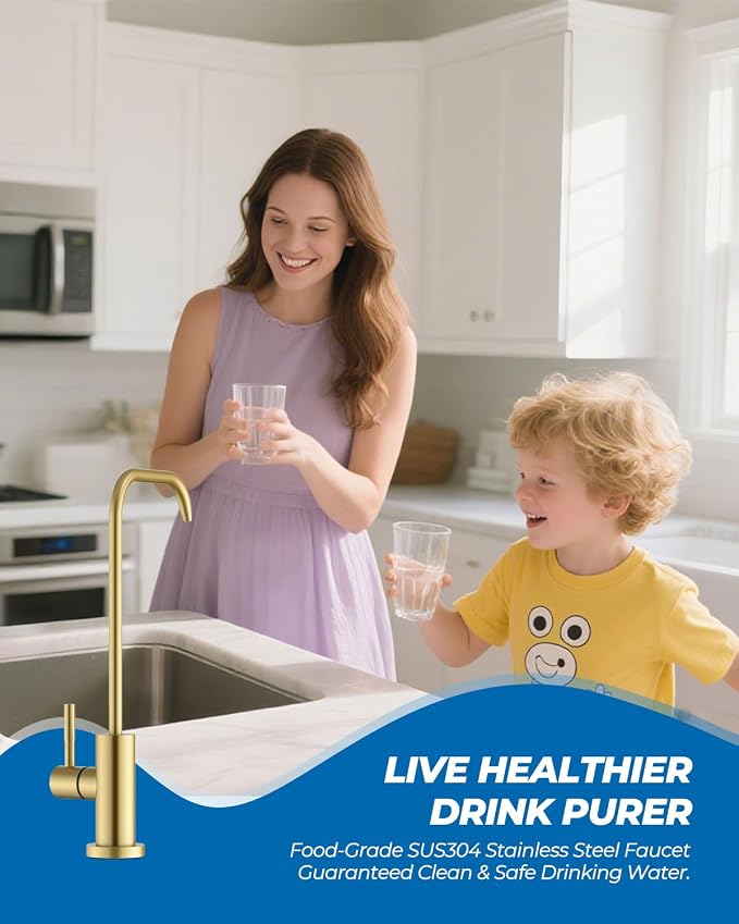 WEWE Water Filter Faucet for RO System, Non-Air Gap, 360° Swivel, Fits RO - Image 3