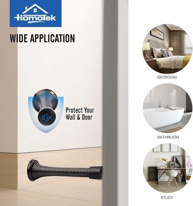 HOMOTEK 1 Pack Oil Rubbed Bronze Spring Door Stops, 3-1/8” Heavy Duty Door Stop - Image 3