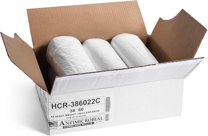 Aluf Plastics 55-60 Gallon Clear Trash Bags - Image 2