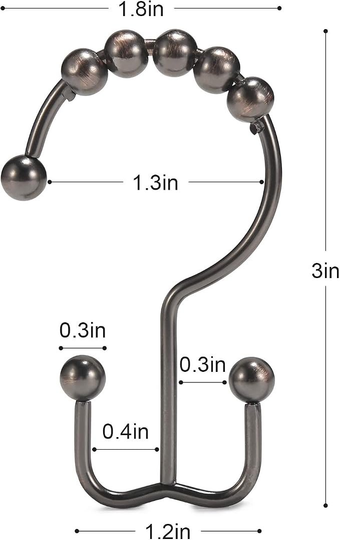Shower Curtain Hooks, Goowin Shower Curtain Rings, Stainless Steel Shower - Image 3