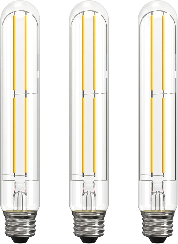ASOKO 7.3 Inch E26 Led Bulb 6W Dimmable, 4000K Daylight Edison Bulbs 900LM, Tubular T30 Clear Glass Light Bulb 3 Pack