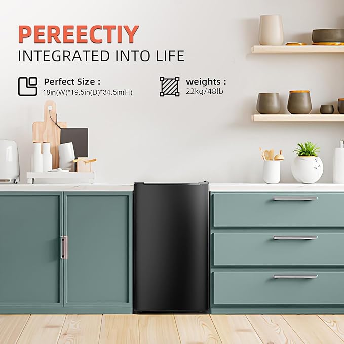 Black Upright freezer 3.5 Cu.ft, Compact Mini Freezer with Stainless Steel Reversible Door, 3 Adjustable Thermostat(23°F to -13°F), Quiet Stand Up Freezer for Apartment/Bedroom