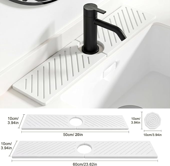 Stone Faucet Mat for Kitchen Sink, Sink Splash Guard Absorbent Drying Mat | - Image 6