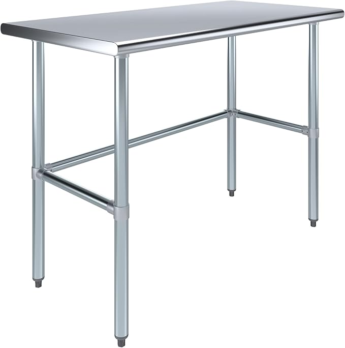 AmGood 24" X 48" Stainless Steel Work Table Open Base | NSF Kitchen Island Food Prep | Laundry Garage Utility Bench