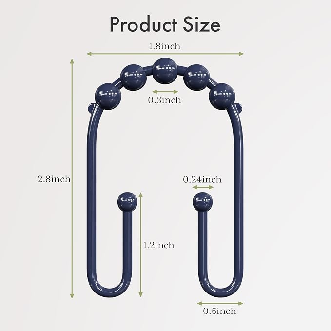 AmazerBath Shower Curtain Hooks, Sturdy Shower Curtain Rings, Metal Shower - Image 6