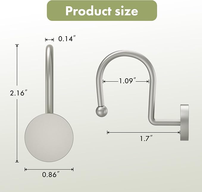 AmazerBath Shower Curtain Hooks, Shower Curtain Rings, Heavy Duty Modern - Image 5