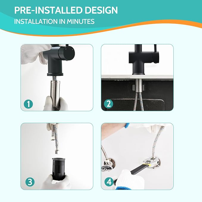 Matte Black LED Kitchen Faucet - Image 5