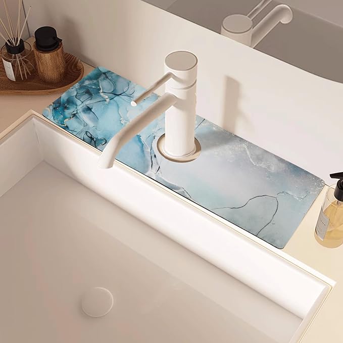 Sink Faucet Absorbing Mat, 2 Pack Drying Mat Around Faucet Sink Splash Guard - Image 2