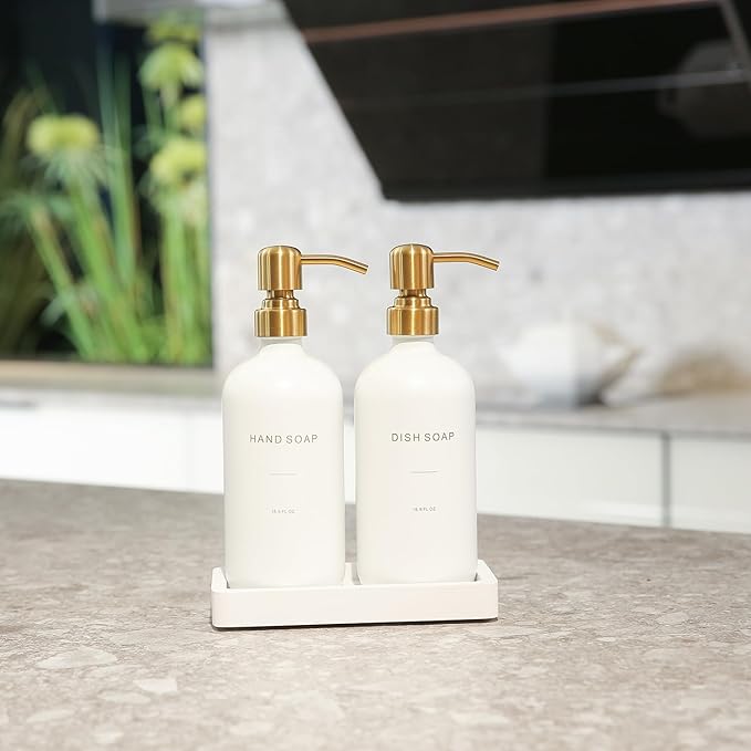 Prus Waso Gold Soap Dispenser Set | Glass Soap Dispenser - Image 3