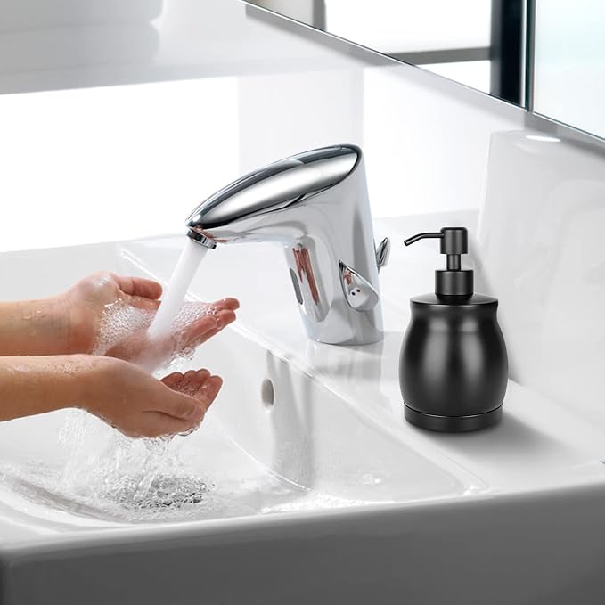 Black Stainless Steel Soap Dispenser, Modern Countertop Liquid & Lotion - Image 6