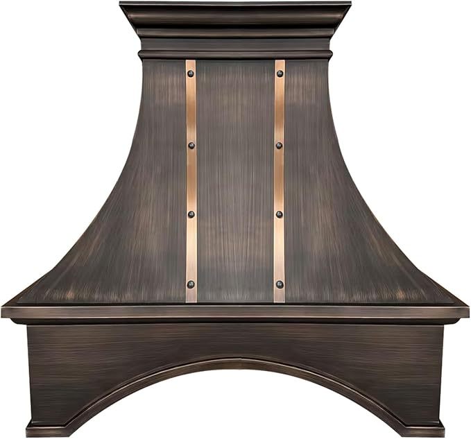 Handmade Copper Range Hood, Custom Kitchen Hood with High Airflow Built-in Range Hood, ORB Stove Vent Hood for Kitchen, 36"W x 30"H Wall Mount, HCW22PC-363022ORB