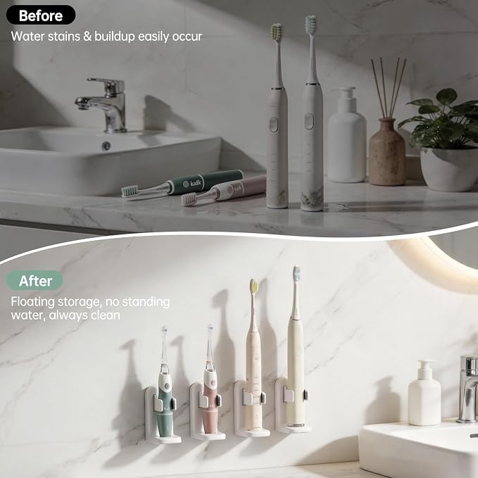 PAVSTINE 2-Pack Self Adhesive Electric Toothbrush Holder, Quick-Dry Ventilation - Image 4