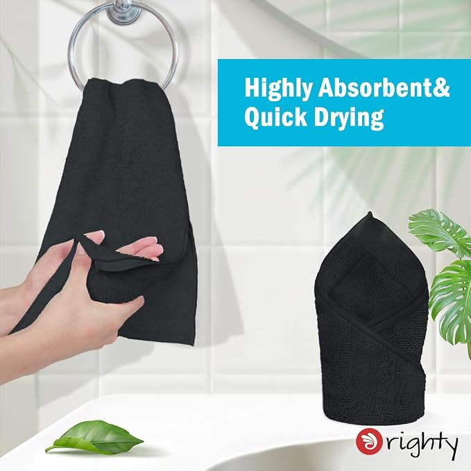 Orighty 24-Pack Black Hand Towels, 16x29 inch Microfiber Gym Towels | Quick - Image 3