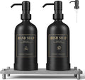 Luxspire 17 oz Glass Liquid Soap Dispenser Set, 2 Pack | Anti-drip pump by Luxspire