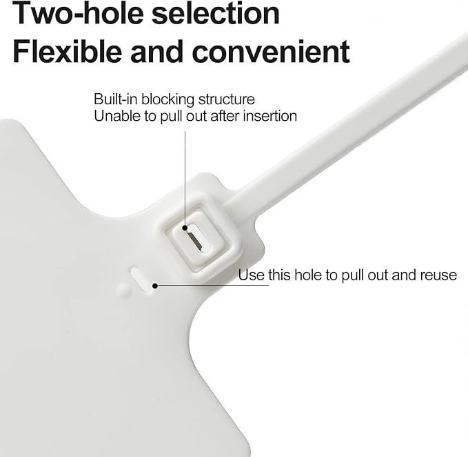 100 White Plastic Writable Shipping Tags - Large, Waterproof, Hanging Labels with One Permanent Marker Pen