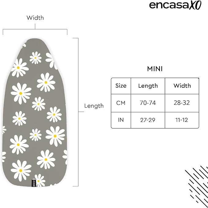 Encasa XO Ironing Board Cover and Pad, Thick Felt 28"x12" - Image 2