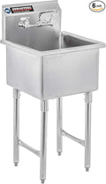 DuraSteel 304 Commercial Stainless Steel Utility Sink - 18 Inch Tub Freestanding Prep Kitchen Sink w/Faucet - NSF Hand Wash Station for Kitchen Sinks, Outdoor, Laundry Room, Garage Small Kitchenette