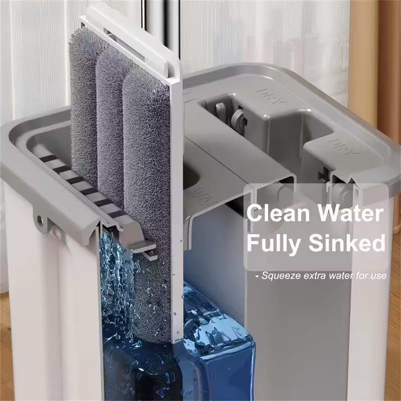Mop and Bucket Set with AUTO Pump, 3-Zone Separate Dirty and Clean Water - Image 6