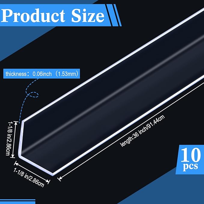 Sasylvia 10 Pcs Wall Corner Protector Guards, 1-1/8 x 36 Inches, Avoid Scratching Scuffs, Vinyl Corner Trim Molding, Ease Install and Cleaning for Door Countertop Furniture Cabinet Protection(Clear)