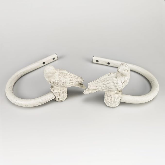Curtain Drapery Holdbacks with Resin Bird, Wall Mount Drapery Hooks Holders - Image 3