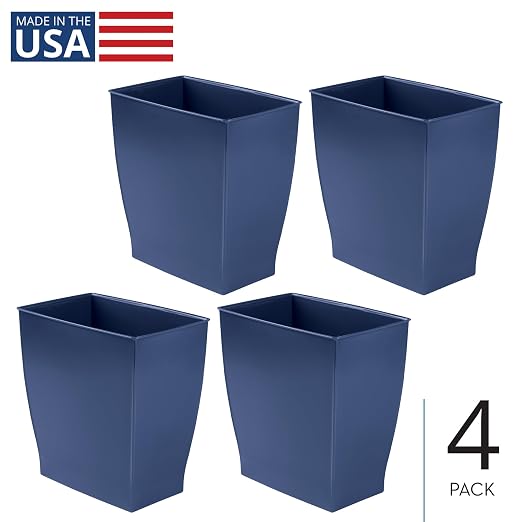 iDesign Small Plastic Bathroom Trash Can, Slim Rectangle - Image 2