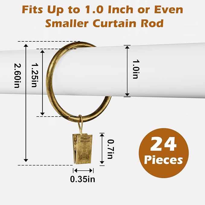 24 Pack Bronze Metal Curtain Rings - Image 2