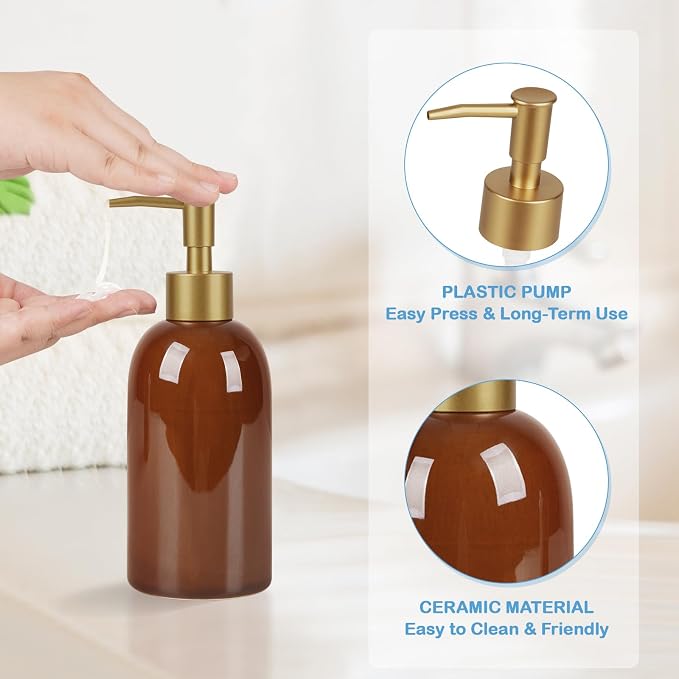 Natheeph 14OZ Ceramic Soap Dispenser Can Fill Liquid - Image 2