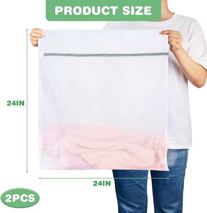 Tenn Well 2Pk 24x24" Honeycomb Mesh Laundry Bags XXL - Image 2