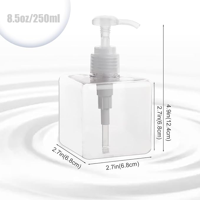 Plastic Pump Bottle Refillable Lotion Soap Dispenser 8.5oz Clear 2 Pack | Sturdy - Image 6