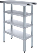 30 in. x 12 in. Stainless Steel Work Table with Three Bottom Shelves | NSF Kitchen Prep Table | Utitly Metal Table