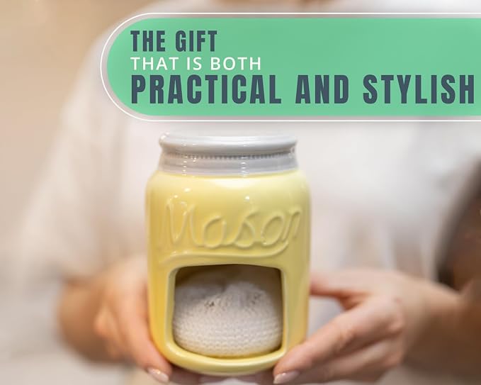 Comfify Yellow Mason Jar Ceramic Sponge Holder – Farmhouse Sink Caddy - Image 6