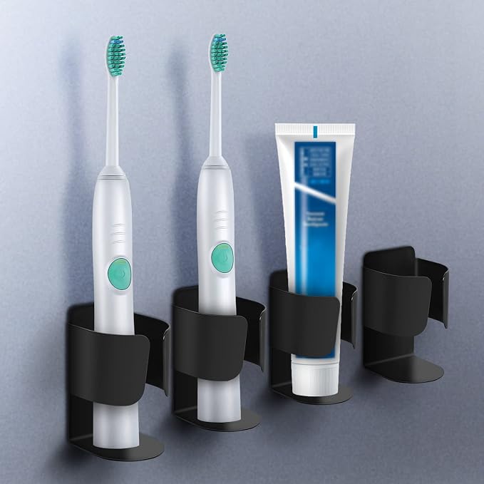 Electric Toothbrush Holder, 304 Stainless Steel Wall Mounted Self Adhesive - Image 2