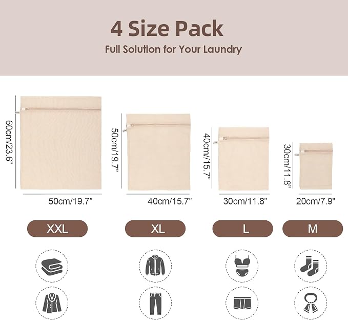 100% Cotton Mesh Laundry Bags, Premium Soft, No Dye - Image 6