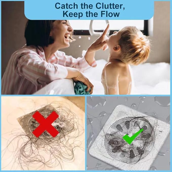 30 Pack Disposable Shower Drain Hair Catcher Mesh Stickers 4"x4" Strong - Image 5