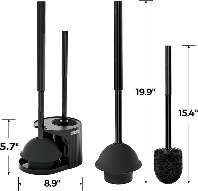 FORASTO 2Pack 2 in 1 Toilet Brush and Plunger Set, Extended Handle Plunger - Image 6