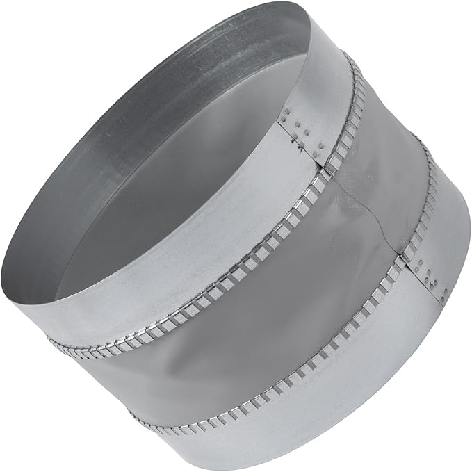 Vent Systems 10" Inch Flexible Vibration-Reducing Female Fit Duct Connector – Galvanized Steel Coupling for Joining Two Male Duct Fittings – HVAC Ventilation Inline Noise-Reducing Coupler