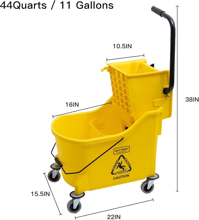 Matthew Cleaning 44Quart Commercial Mop Bucket INCL.Wet String Mop& 19'' - Image 7