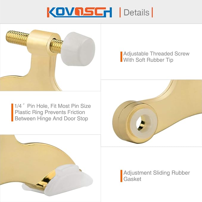 10 Pack Hinge Pin Door Stopper Bright Brass - Image 4