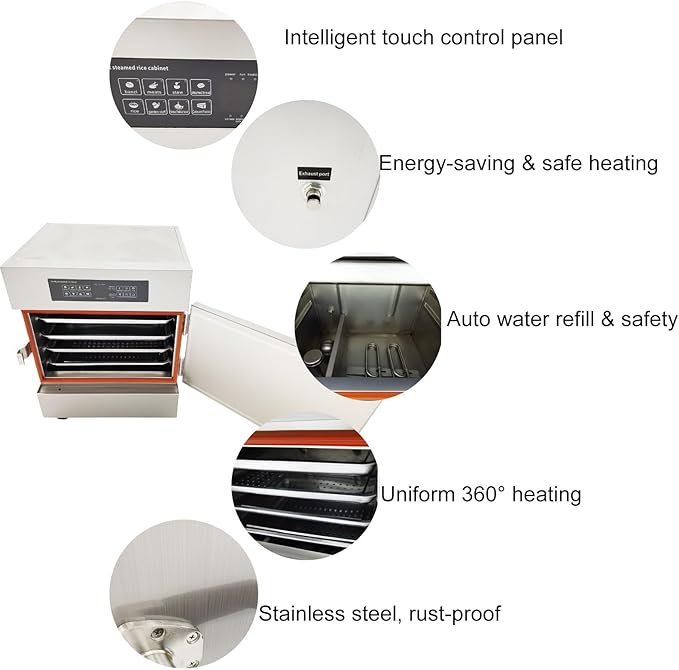 220V 1PH Commercial Electric Steamer 6000W Warming Cabinet Steam Box 4 Tray Intelligent Steaming Cabine for steamed rice, buns, meat, seafood