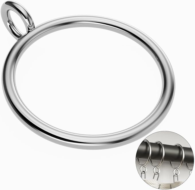 24 Pack Silver Metal Curtain Rings by GASRONS