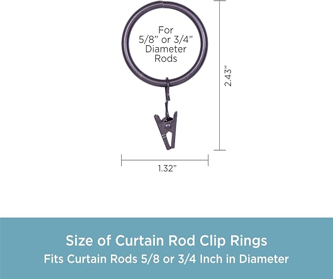 Kenney Clip Rings for 5/8" to 3/4" Diameter Curtain Rods, Oil Rubbed Bronze - Image 3