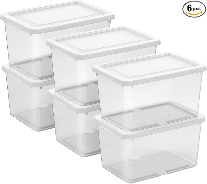 Sterilite Storage Box, Stackable Clear Plastic Bins, 20 Quart by Sterilite