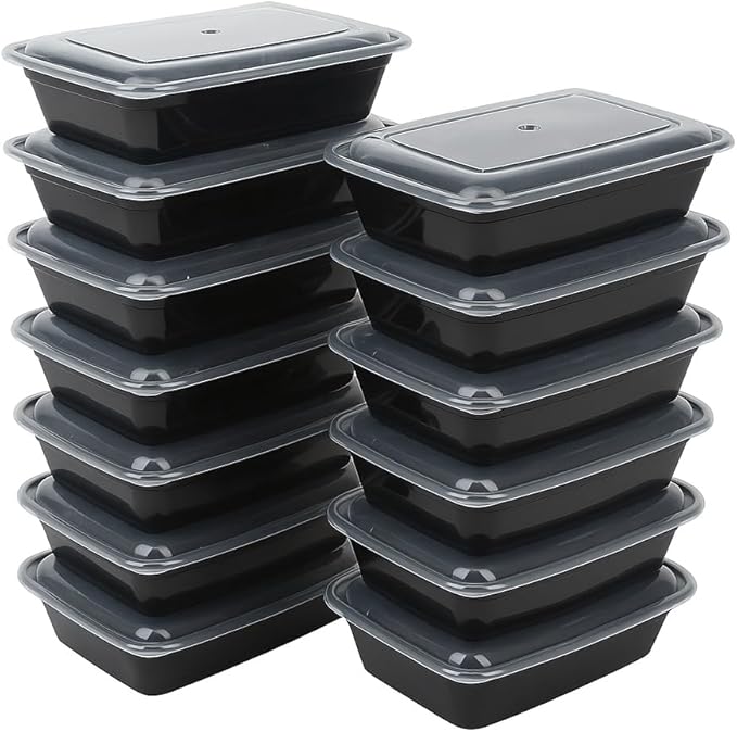 Ruthy's Outlet Square Food Storage W/Lids - Meal Prep Containers - Reusable, Stackable, 24 oz, 15 Pack