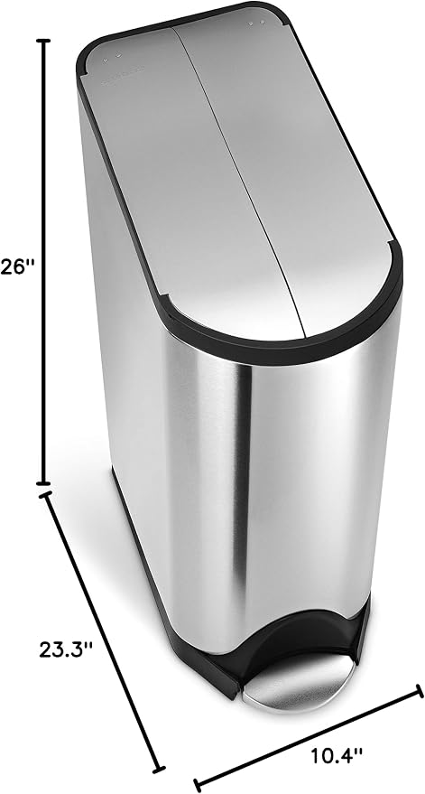 simplehuman 40 Liter / 10.6 Gallon Dual Compartment Butterfly Lid Kitchen - Image 5