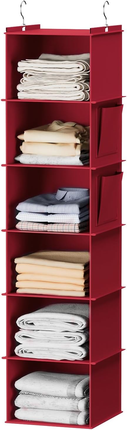 YOUDENOVA Hanging Closet Organizer and Storage, Dark Red | Breathable Fabric - Image 8