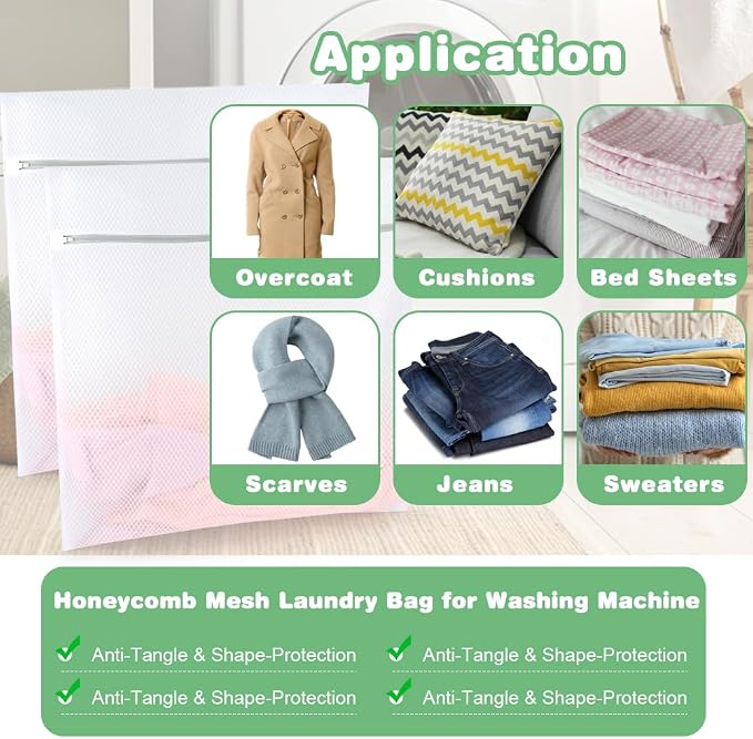 Tenn Well 2Pk 24x24" Honeycomb Mesh Laundry Bags XXL - Image 5